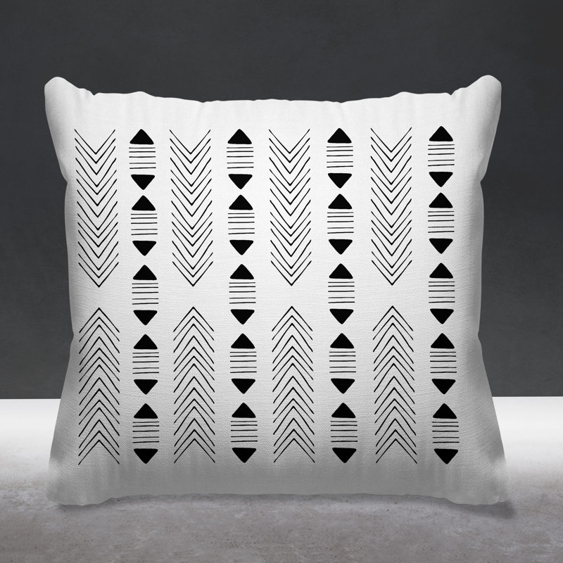Coussin décoratif intérieur / extérieur Nona Tribal, L 19 po x H 19 po, Blanc