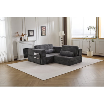 Canapé de jeu modulaire en mousse haute densité 2 en 1, convertible en canapé-lit pour enfants