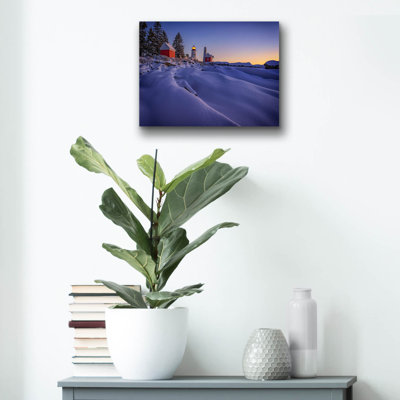 Ebern Designs 'Newfallen Snow At Pemaquid Point' by Rick Berk Acrylic Glass Wall Art