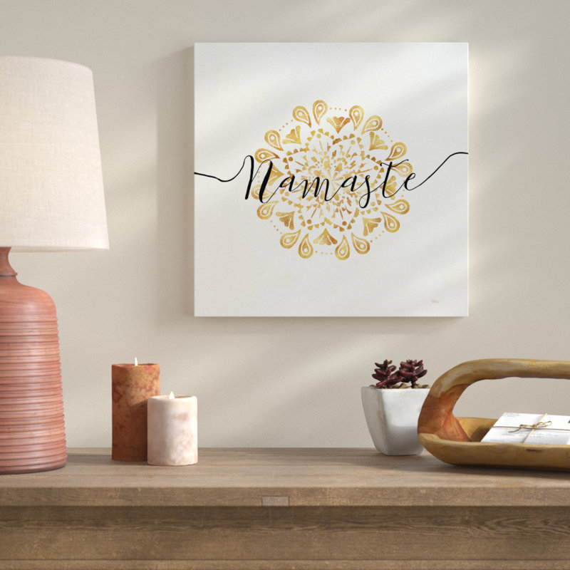 «Namaste I», art textuel sur toile, H 18 po x l 18 po x P 1 po, Toile tendue