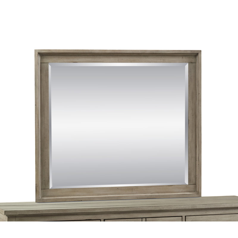Miroir Home Hideaway 43 po, gris verger, sans assemblage, verre biseauté, style transitionnel, assemblage en bois de peuplier et de placages, finition grise