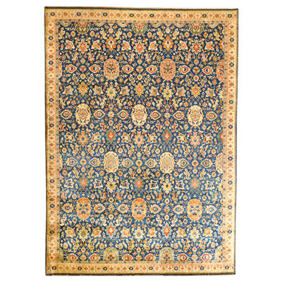 Tapis bleu noué à la main de haute qualité