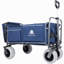 Chariot de plage avec de grandes roues pour le sable, capacité de 500 lb - Conception brevetée, chariot tout terrain à structure en acier avec pneus pneumatiques de 9 po, conception pliable pliable, sangle avec sac multiusage, bleu foncé