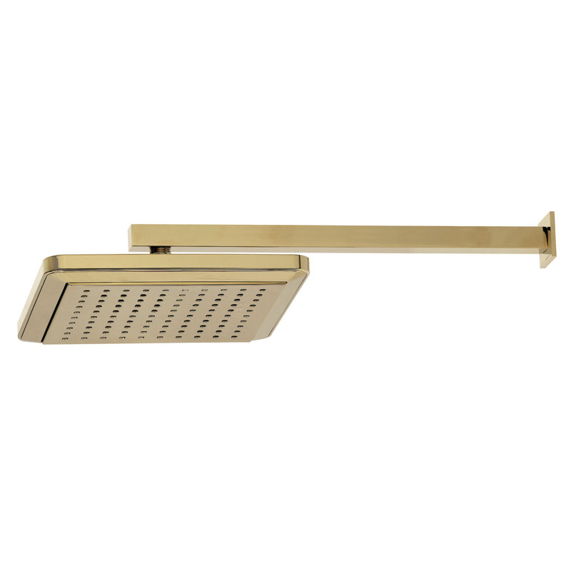 Kingston Brass Shower Scape 9-5/8-Inch Square Raindrop ABS Shower Head with 15-3/4-Inch Shower Arm, Polished Brass
