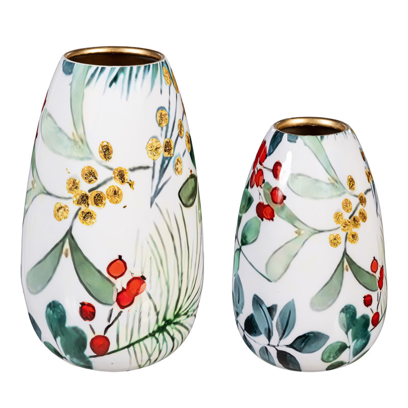 Vase en métal imprimé festif, ensemble de 2