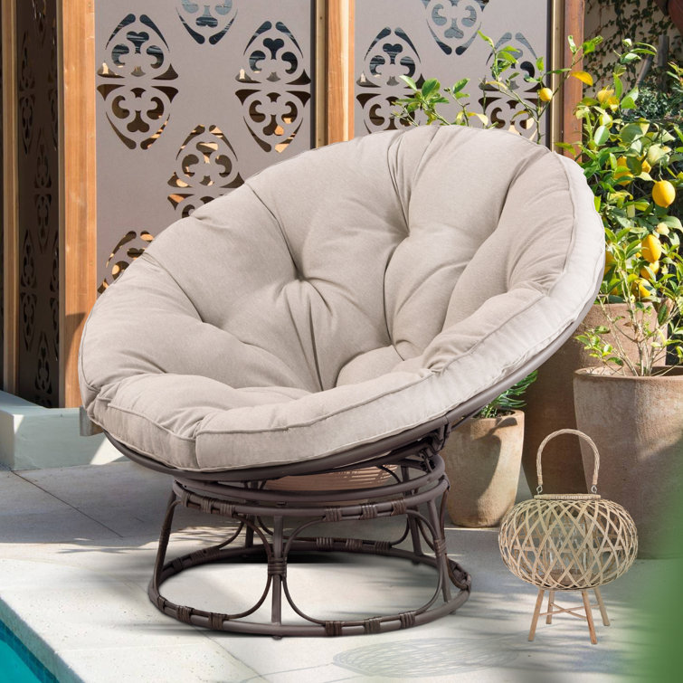 Papasan Patio Chair with Cushions Red Barrel Studio Cushion Color: Pearl Gray