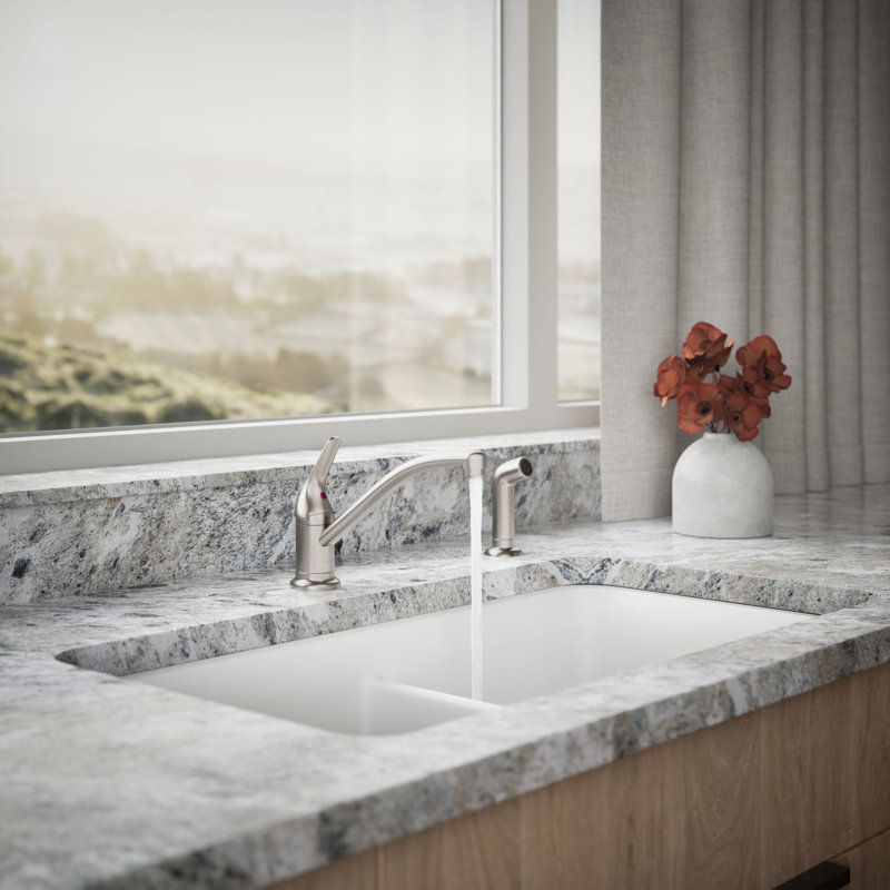 Single Handle Kitchen Faucet with Side Spray, Vibrant Stainless