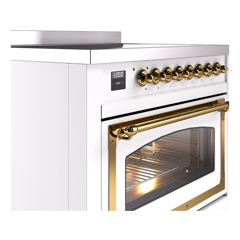 ILVE Nostalgie II Noblesse 36 po à induction, Blanc/laiton