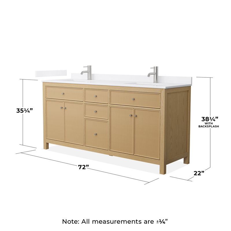 Pendry 72" Freestanding Double Bathroom Vanity with Cultured Marble Top, Brushed Nickel
