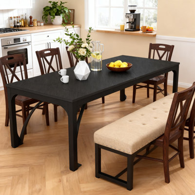78 Inch Black Dining Table Large Rectangular Kitchen Dinner Table for 6 to 8 People Long Modern Dining Room Furniture Table only