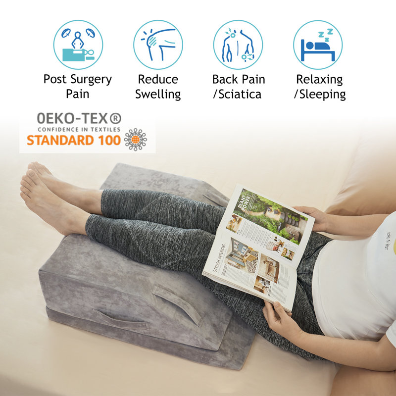 Emonie Adjustable Bed Wedge Pillow for Leg Elevation and Knee/Foot Surgery Recovery, 8" H x 21" W x 24" D