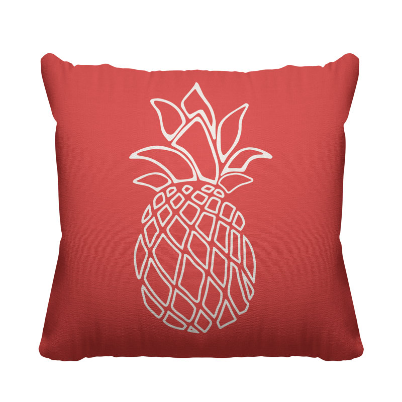 Housse de coussin d'extérieur carré Calico, H 17 po x l 17 po, Corail