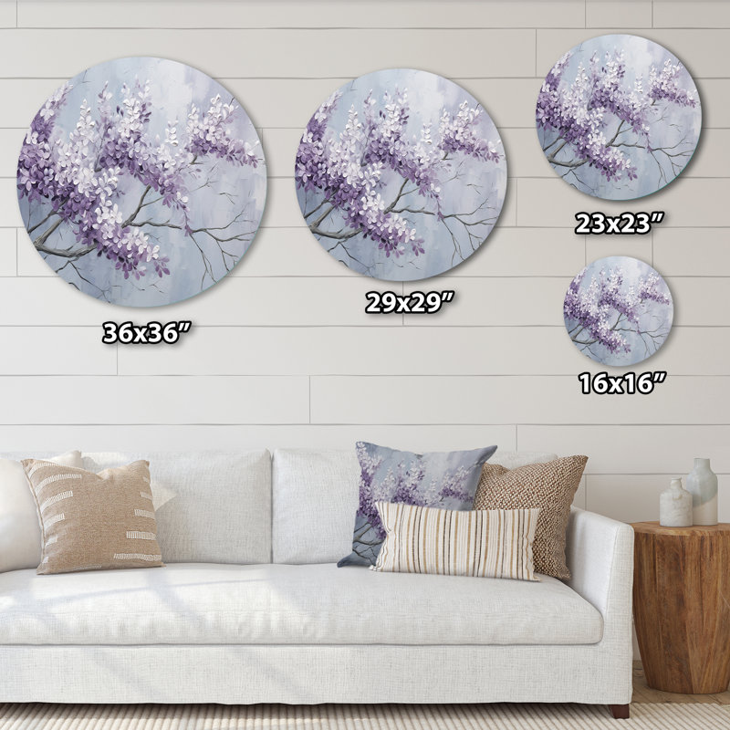 Maumelle - Art mural floral rond en métal, H 16 po x l 16 po