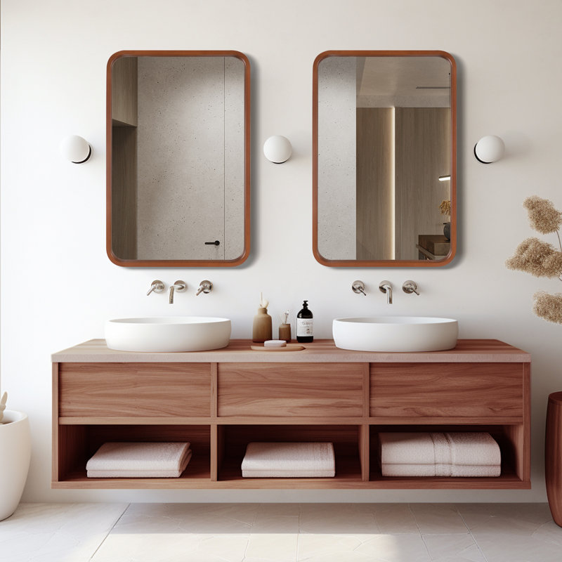 Miroir mural Sarwat, 36 po x 24 po, Noyer