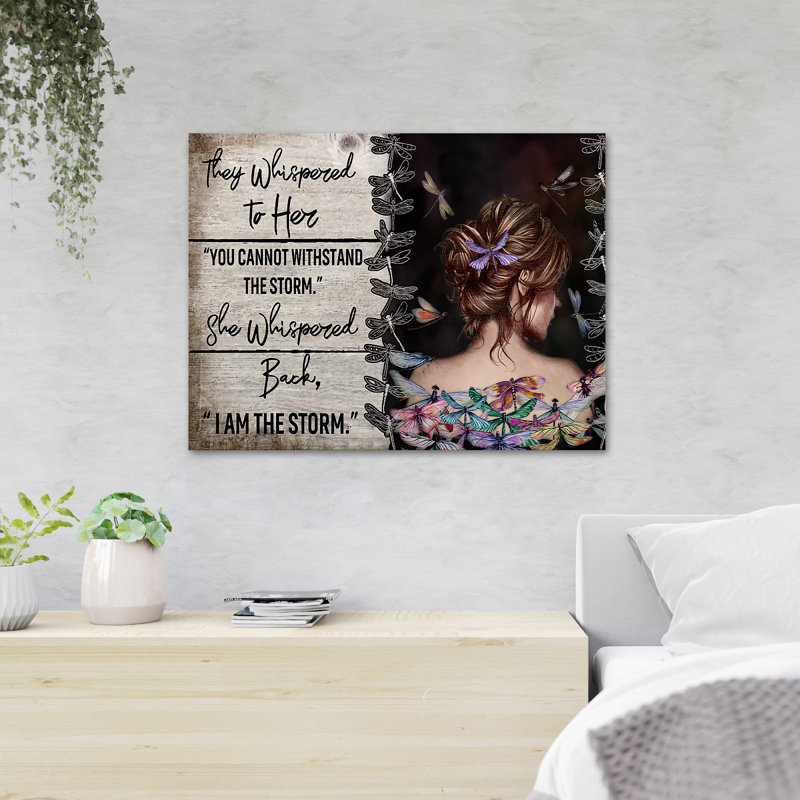 «Girl And Dragonflies On Hair - Ils ont chuchoté à elle», reproduction d'art graphique sur toile tendue