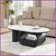 Table basse spacieuse ovale avec tiroir de rangement - Peu encombrante et facile à assembler pour le salon-1652042365