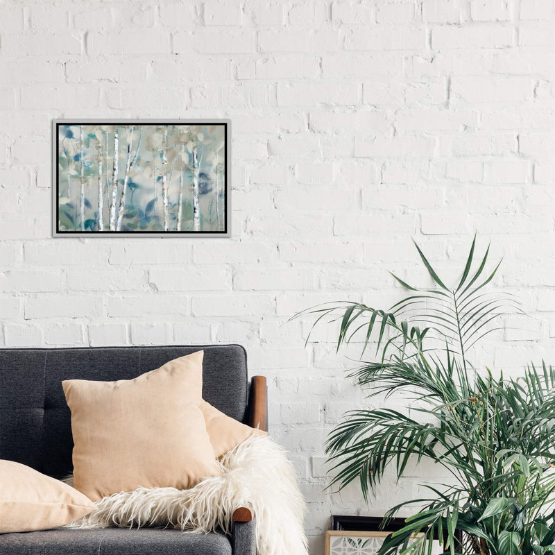 « zen forest i » par nan-print, H 26 po x l 40 po x P 1,5 po, Toile avec cadre argenté