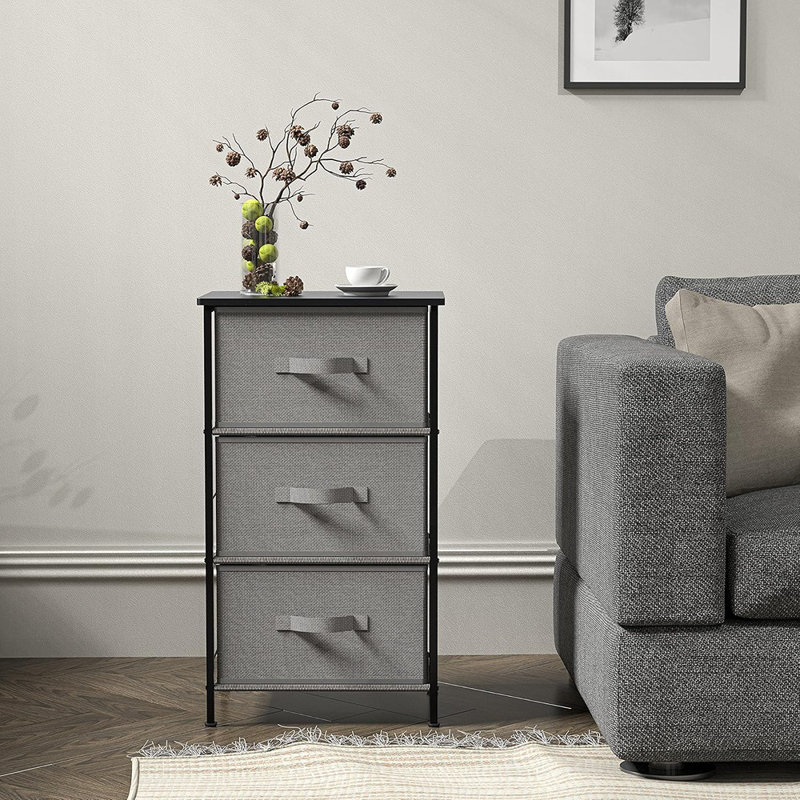Commode 3 tiroirs avec plateau en bois Simple Houseware, gris foncé