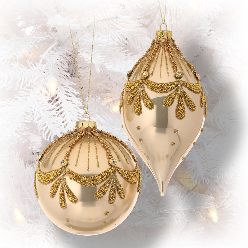 Ensemble de 2 ornements en perles de verre Art Deco Kismet
