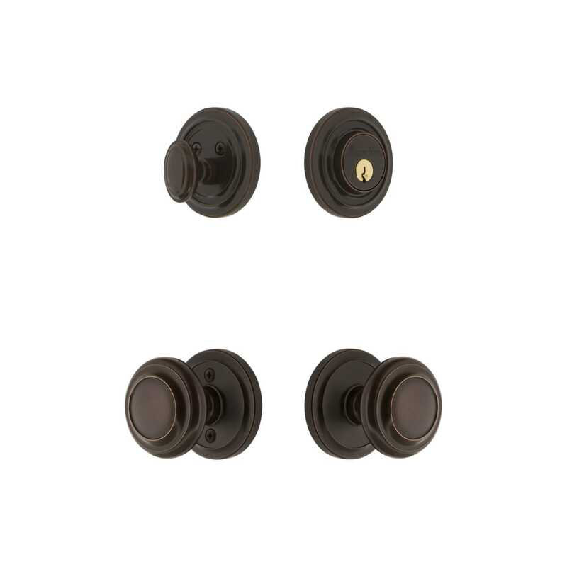 Grandeur Circulaire Rosette Entry Set with Circulaire Knob in Antique Pewter, 2.375", Timeless Bronze