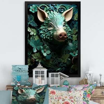 Emerald Flower Hog sur toile