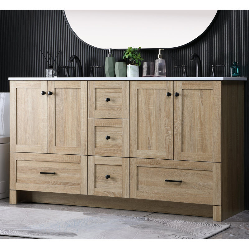 Soma 60'' Single Bathroom Vanity with Engineered Marble Top, Mango Wood