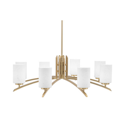 Lustre 8 lumières kurve présenté en finition nouvel âge avec verre mousseline blanc de 4 po