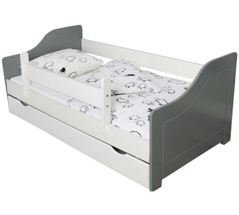 Standard with Storage Included, Grey/White, European Toddler (80 x 160cm)
