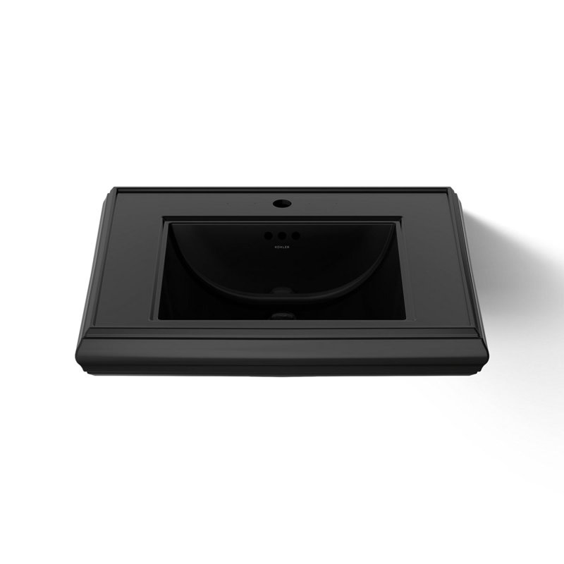 Memoirs® Rectangular Pedestal Bathroom Sink with Overflow, Black Black™, Single Hole Faucet