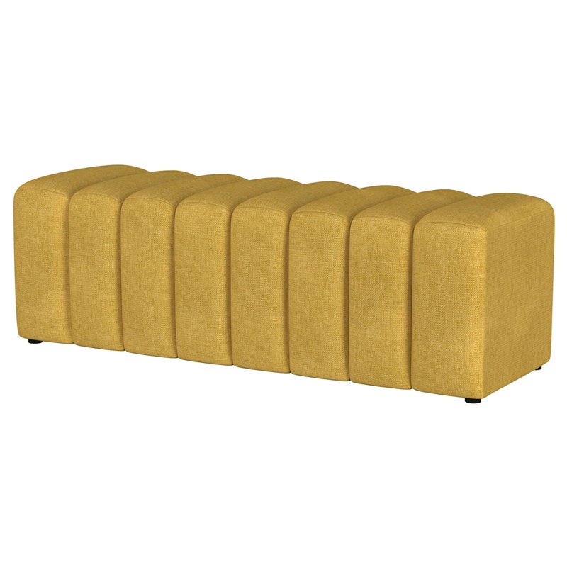 Banc d'appoint rembourré en tissu, Jaune moutarde