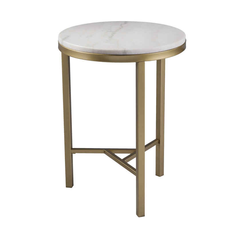 Table de bout rectangulaire 24 po aspect marbre véritable et fer 24 po