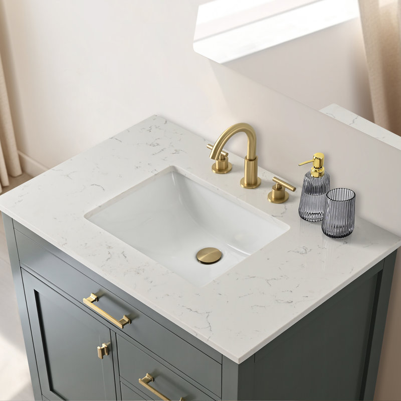 Trevor 36" W Single Vanity, Vintage Green/Brushed Gold