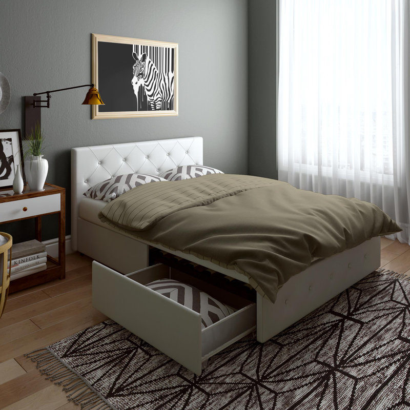 Upholstered Storage Bed, Double (4'6), Black