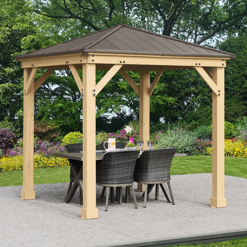 8' x 8' Cedar and Brown Permanent Gazebo