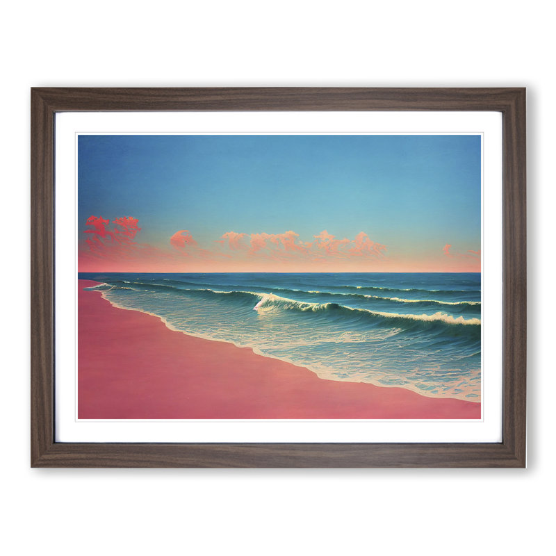 XH1022-7551X Rose Beach Vol.2 - Single Picture Frame Painting, 34cm H x 46cm W x 2cm D, Walnut 