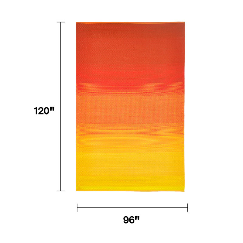 Outdoor Rug Plastic Straw Rug Waterproof Patio Joena, Rectangle 8' x 10', Big Sur - Sunset