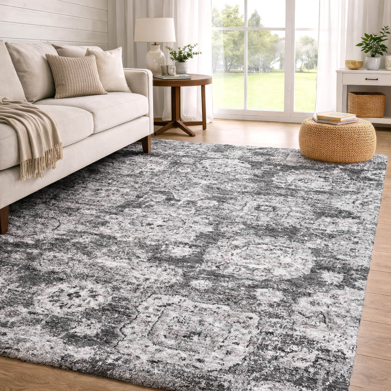 Tapis à poil long de qualité supérieure lavable à la machine ADS634, Gray, 10' x 14'