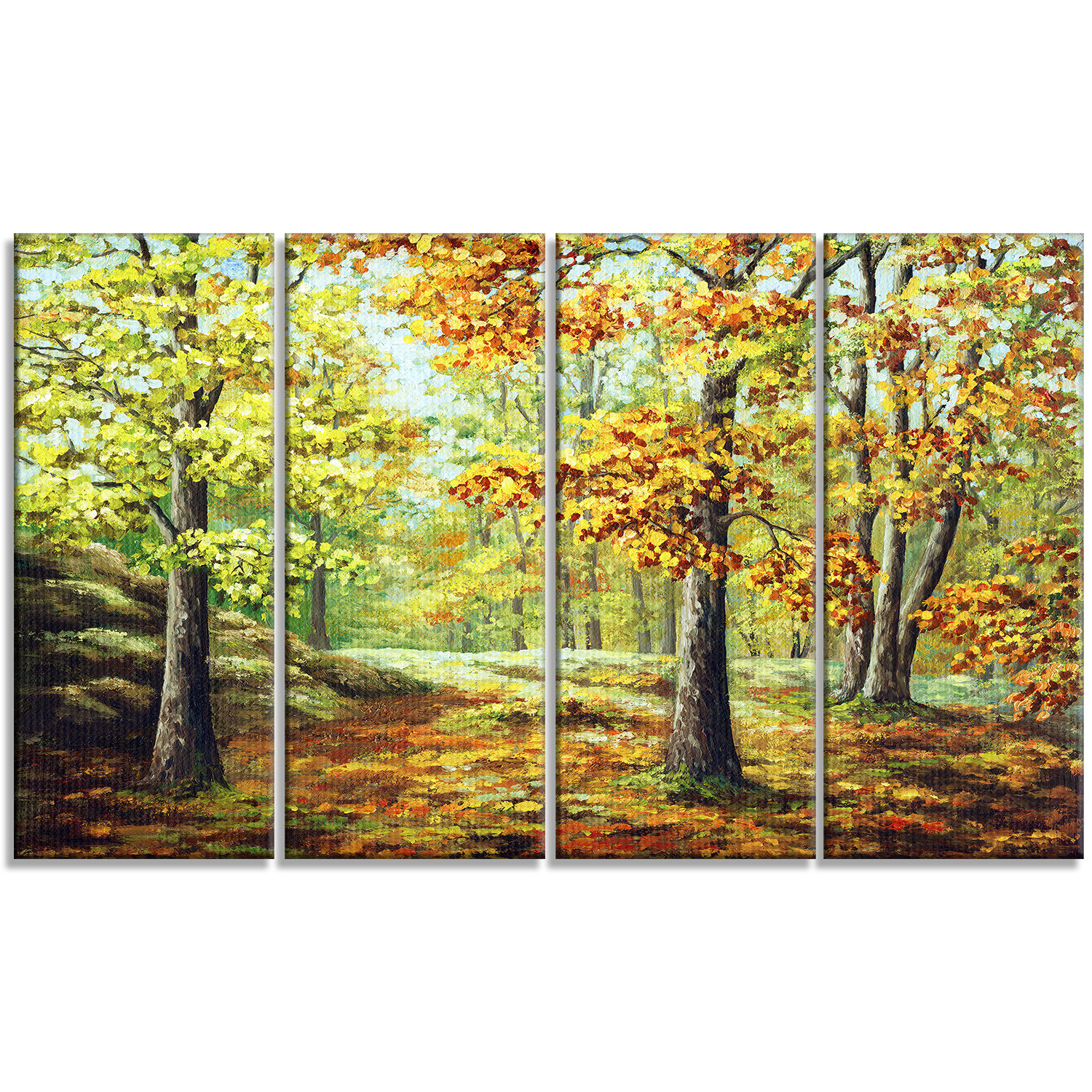 Design Art Autumn Landscape 4 Piece Painting Print on Wrapped Canvas ...
