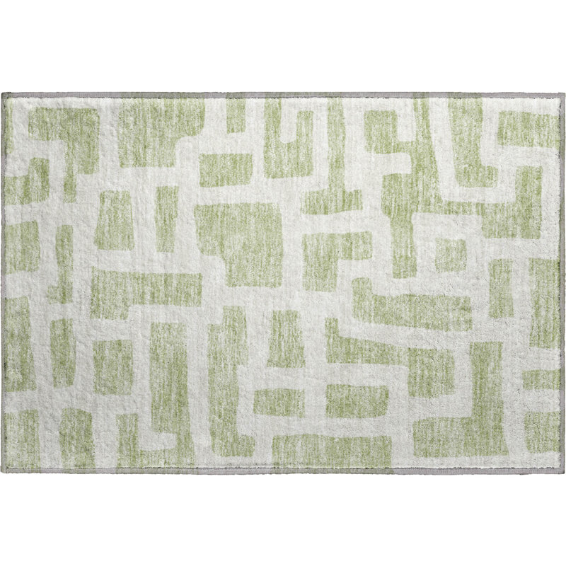 Premium Machine Washable Prisco Aloe Rug, Rectangle 1'8" x 2'6"