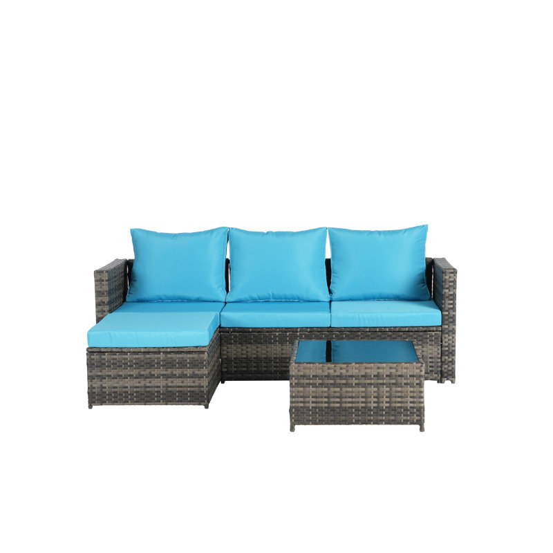 Ensemble de mobilier d'extérieur en forme de L pour patio, Sarcelle