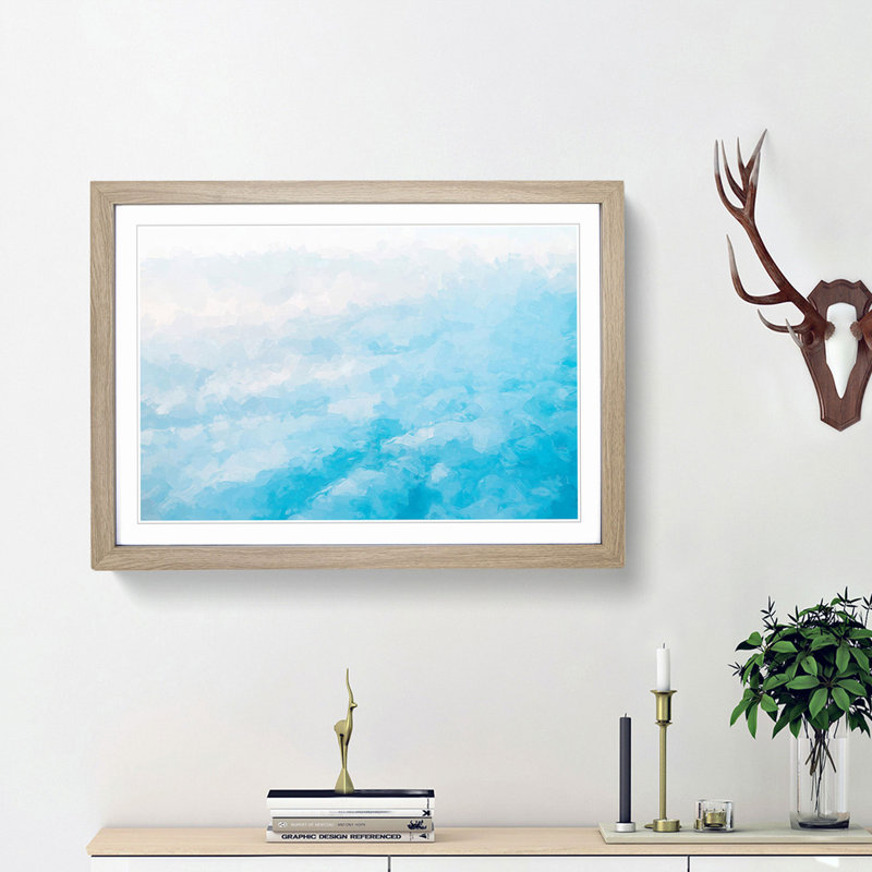 Over the Clouds in Abstract - Picture Frame Graphic Art Print, 27cm H x 36cm W x 2cm D, Oak Framed