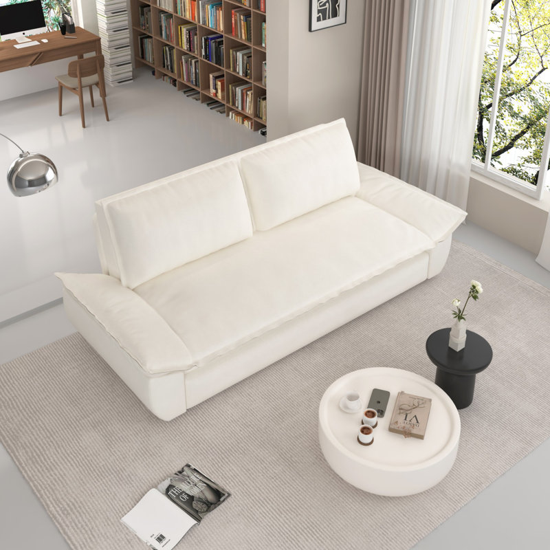 73.2"Wide Queen Pull Out Sofa Bed 3-in-1 Convertible Multi-Functional Couch with 2 Soft Pillows and Stylish Loveseat