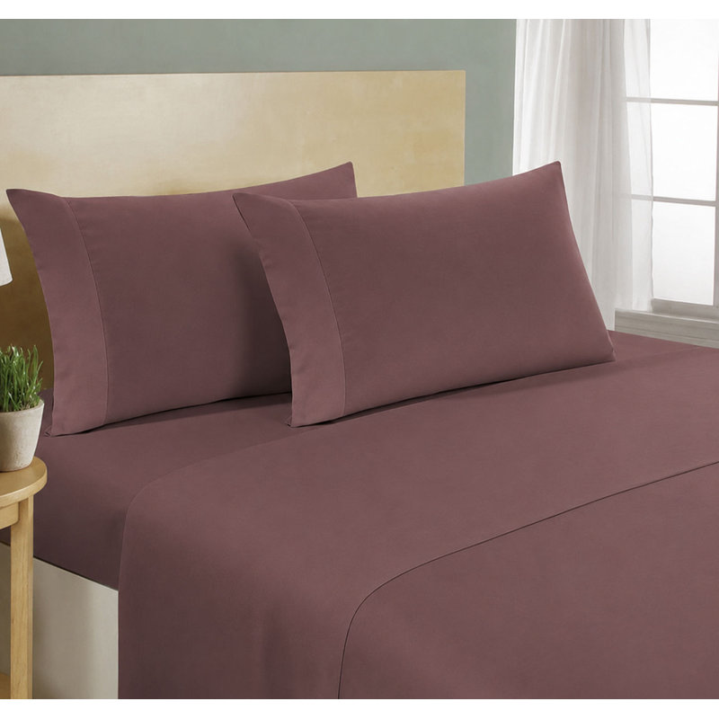 Milan Collection 1000 Thread Count 100% Cotton Sheet Set, Full Sheet Set with 2 Pillowcases, Plum