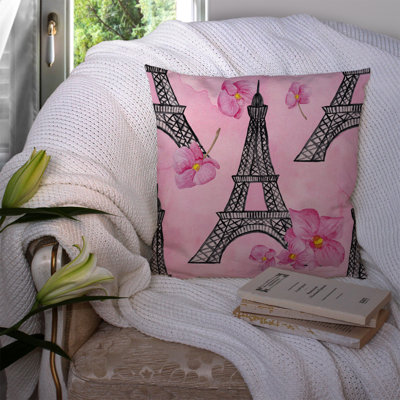 Coussin extérieur Fleurs et Tour Eiffel