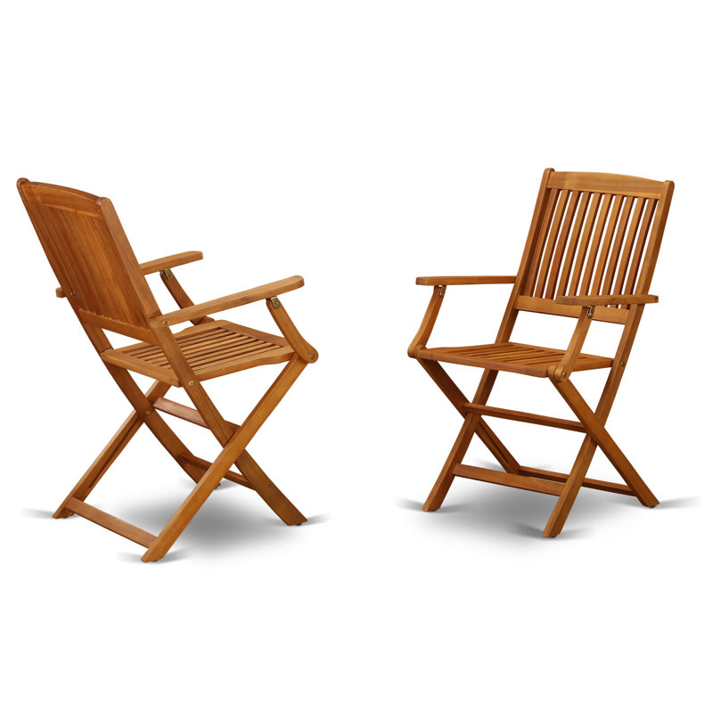 Darrin Folding Acacia Patio Dining chair, With Arm Chair