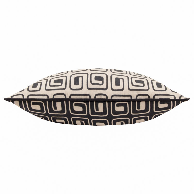 Safara Abstract Rectangular Throw Cushion With Filling, Black