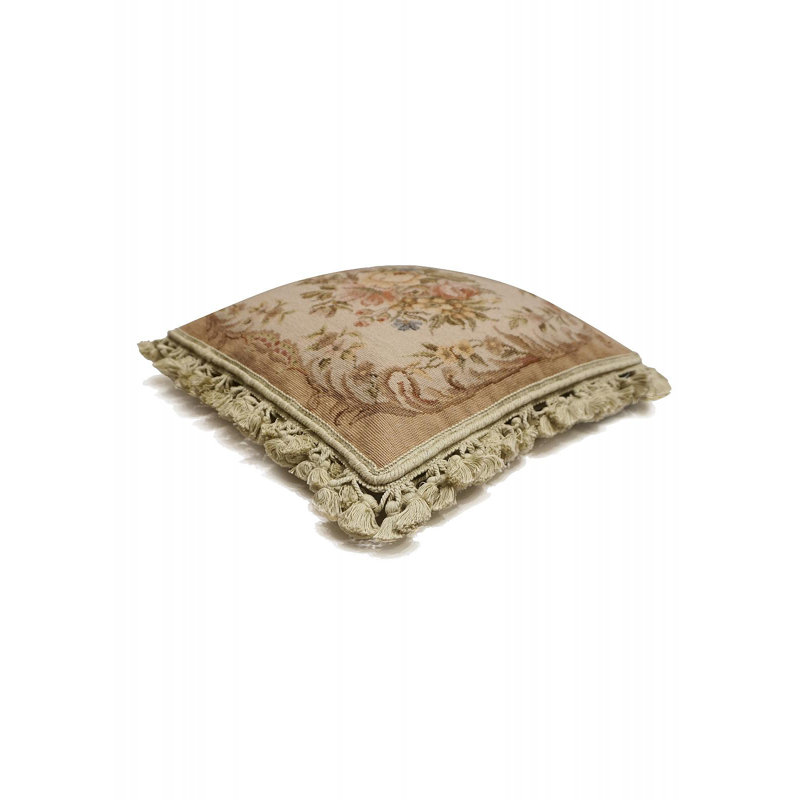Needlepoint Square Pillow Cover & Insert, Square 16", Cream Floral