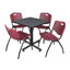 Table de salle de repos carrée Nicklo, chaises empilables 4 M-32668262-132626867-32668256