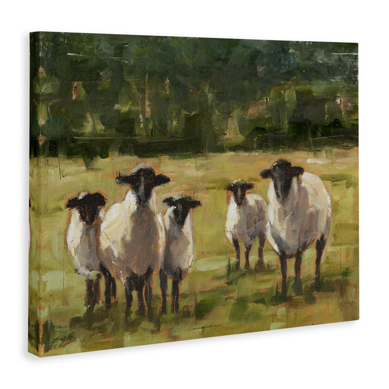 «Flock of Sheep Family Peinture», impression, H 30 po x l 40 po x P 1,5 po