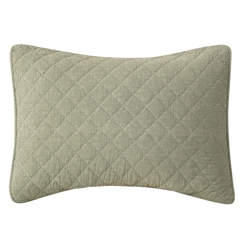 Stonewashed Cotton Gauze Solid Color Classic Casual Modern Rustic Pillow Sham, Standard/Twin, Celadon